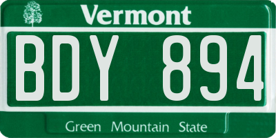 VT license plate BDY894