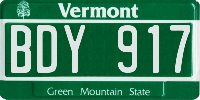 VT license plate BDY917