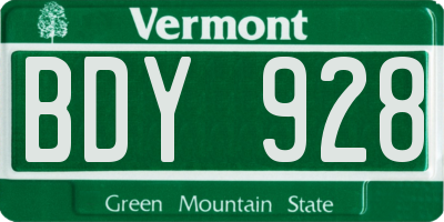 VT license plate BDY928