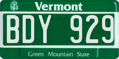 VT license plate BDY929