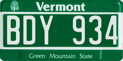 VT license plate BDY934