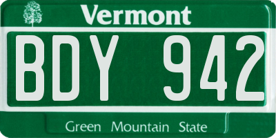 VT license plate BDY942