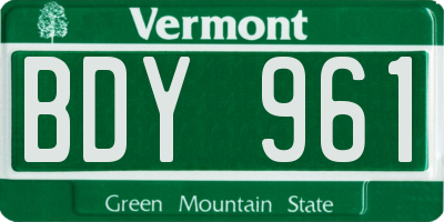 VT license plate BDY961