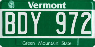 VT license plate BDY972