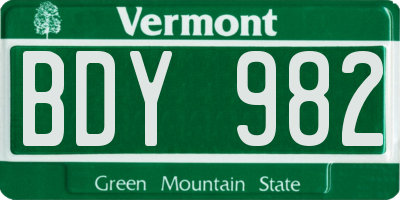 VT license plate BDY982