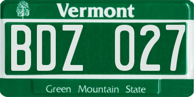 VT license plate BDZ027