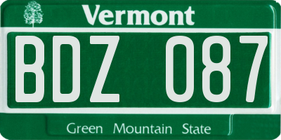 VT license plate BDZ087