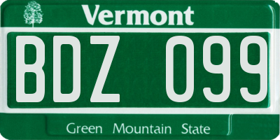VT license plate BDZ099