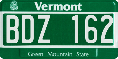 VT license plate BDZ162