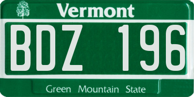 VT license plate BDZ196