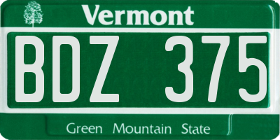 VT license plate BDZ375