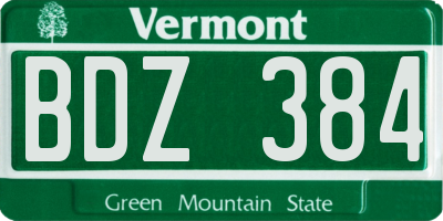 VT license plate BDZ384