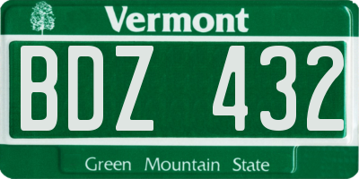 VT license plate BDZ432