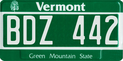 VT license plate BDZ442