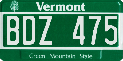 VT license plate BDZ475