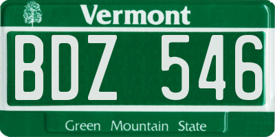 VT license plate BDZ546