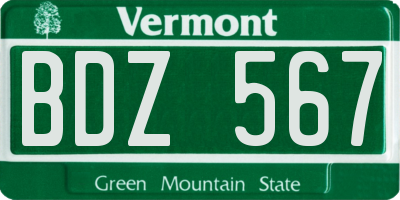 VT license plate BDZ567