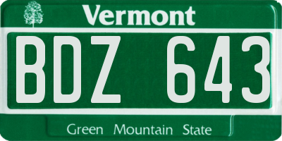 VT license plate BDZ643