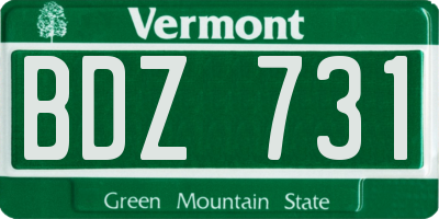 VT license plate BDZ731