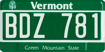 VT license plate BDZ781