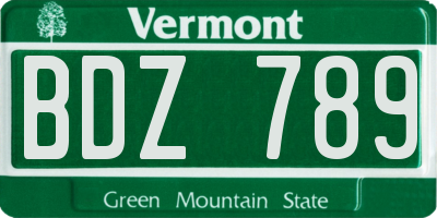 VT license plate BDZ789
