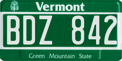 VT license plate BDZ842