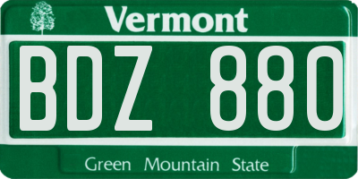 VT license plate BDZ880