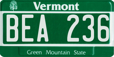 VT license plate BEA236