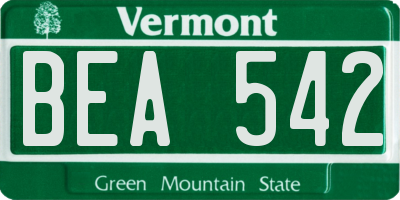 VT license plate BEA542