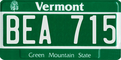 VT license plate BEA715