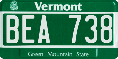 VT license plate BEA738
