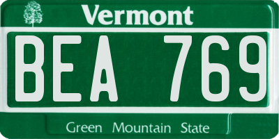 VT license plate BEA769
