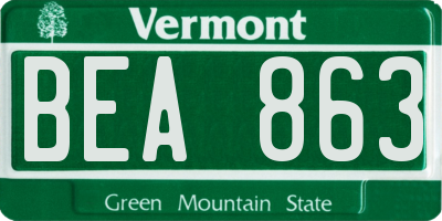 VT license plate BEA863