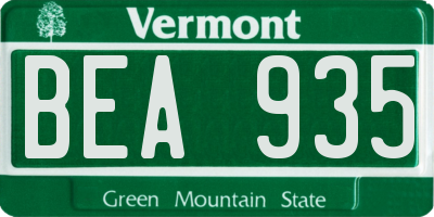 VT license plate BEA935