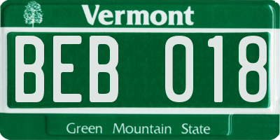 VT license plate BEB018