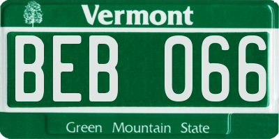 VT license plate BEB066