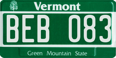 VT license plate BEB083