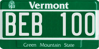 VT license plate BEB100