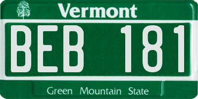 VT license plate BEB181
