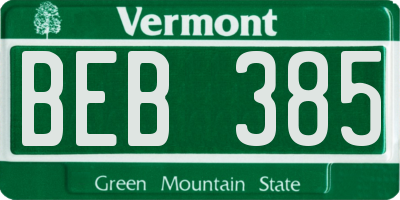 VT license plate BEB385