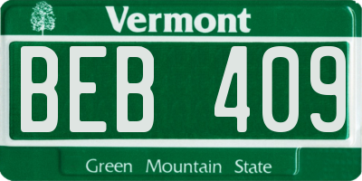 VT license plate BEB409