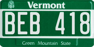VT license plate BEB418