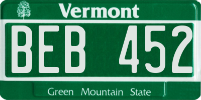 VT license plate BEB452