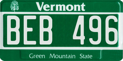 VT license plate BEB496