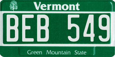 VT license plate BEB549