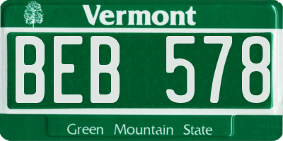 VT license plate BEB578
