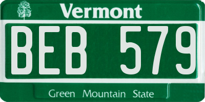 VT license plate BEB579