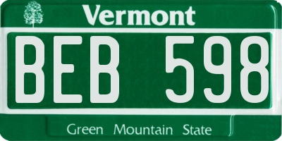 VT license plate BEB598