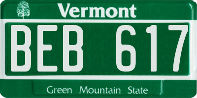 VT license plate BEB617