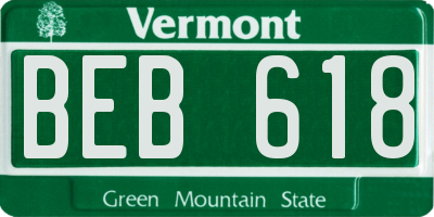 VT license plate BEB618